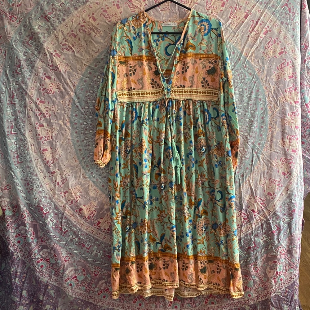 Elegant Floral Long Sleeve Maxi Dress